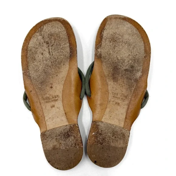 The Row Hawaii Knotted Sandals Thong Olive Green Suede Flat Slides Sz 36 / 6